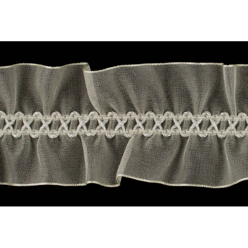 1 1/2" Ivory Sheer Double/Ruffled Elastic (Made in England)