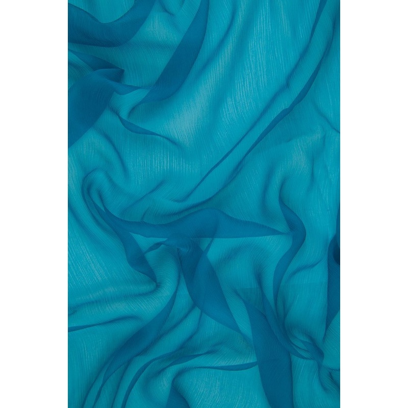 Caribbean Sea Silk Crinkled Chiffon Fabric