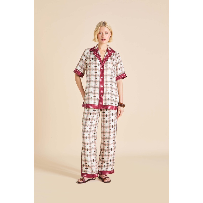 Tilda Cipriani Ivory Geometric Pyjamas in Silk Twill