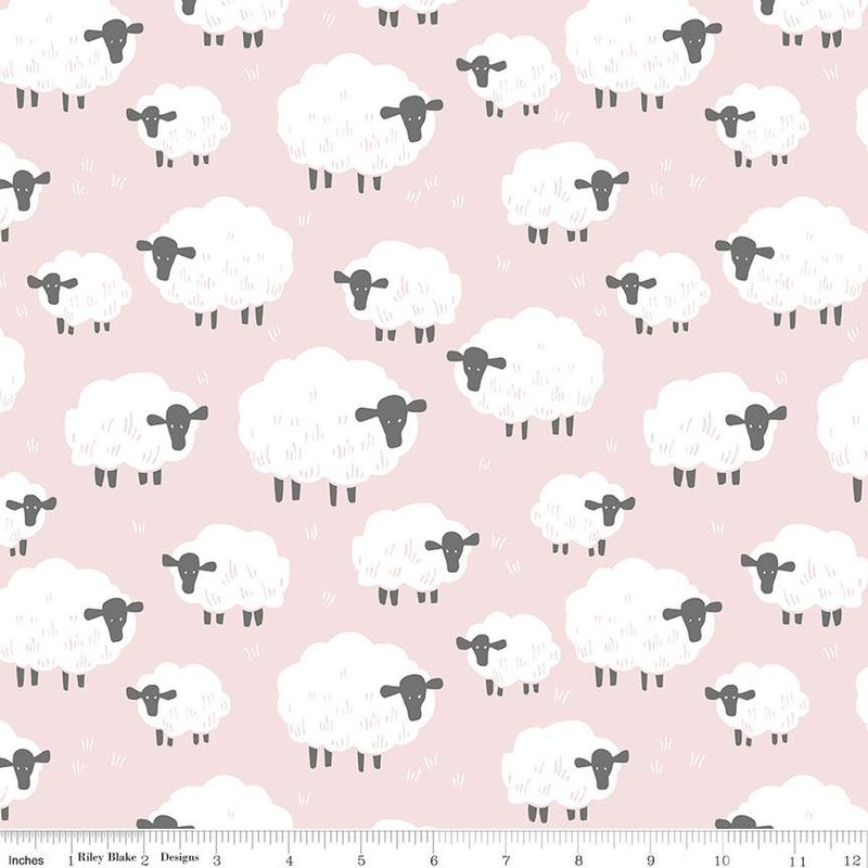 24" End of Bolt - SALE FLANNEL Fluffy Friends F12006 Pink - Riley Blake Designs - Children's Sheep - FLANNEL Cotton Fabric