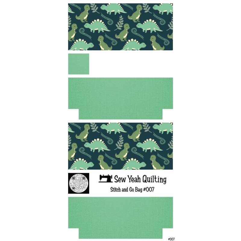 Stitch & Go Bag #7 - Dinosaurs & Ferns on Mint Green