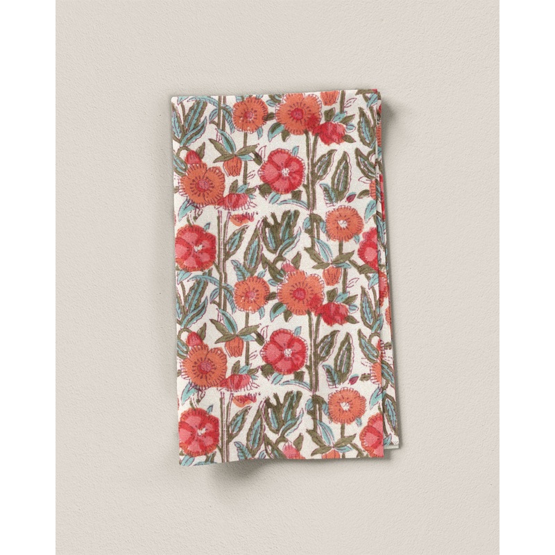 Summer Poppies Block Print Cotton - 1.5 Yards Remnant