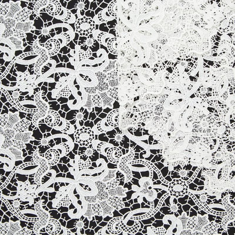 T22N01380 | Nylon Floral Guipure Bright White