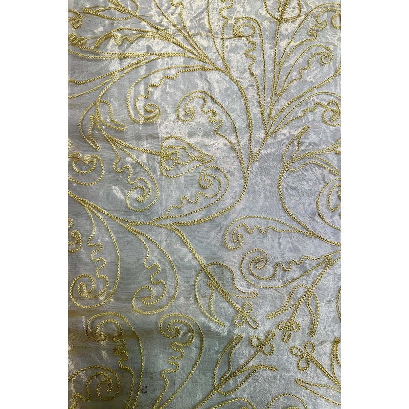 Yellow Gold Organza with Yellow/Gold Embroidery Tissue Metallic Embroidery