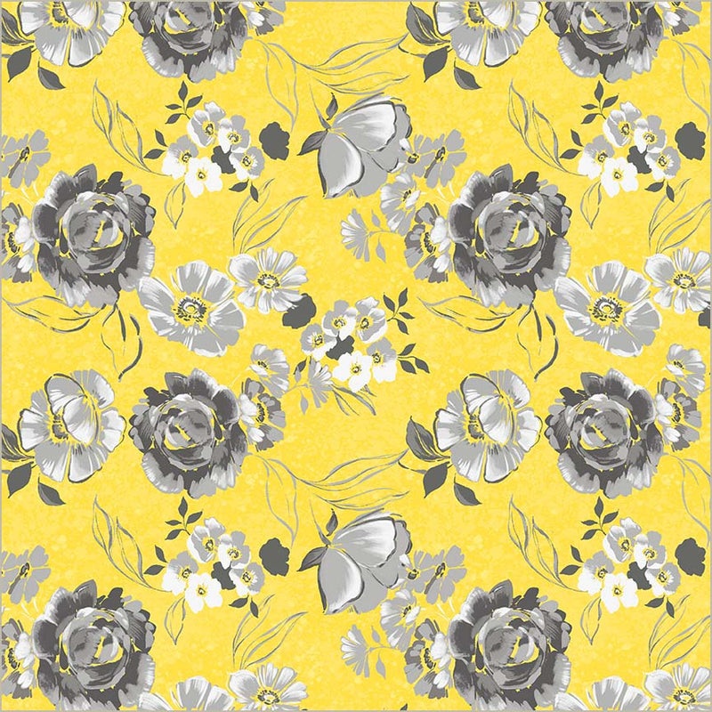 Yellow Verona Fiori Cotton 44/45 Fabric Per Yard