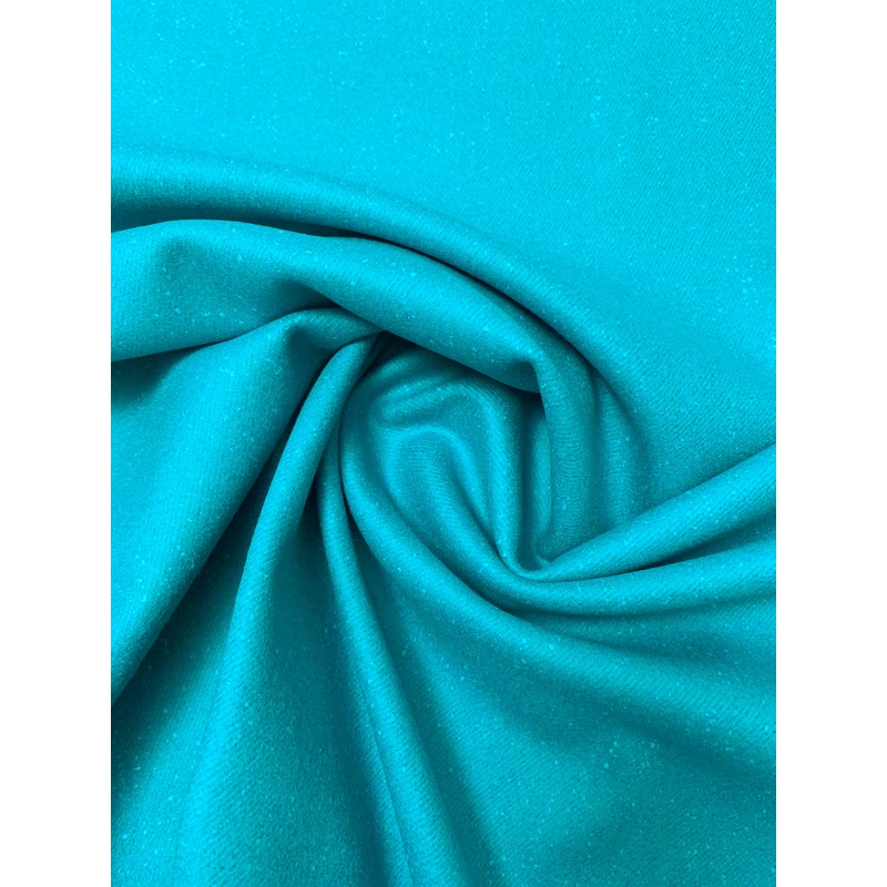 Italian Speckled Stretch Wool Coating - Turquoise