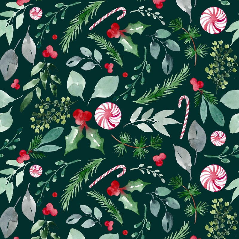 Sara Berrenson - Peppermint Garden - Emerald Holiday Fabric