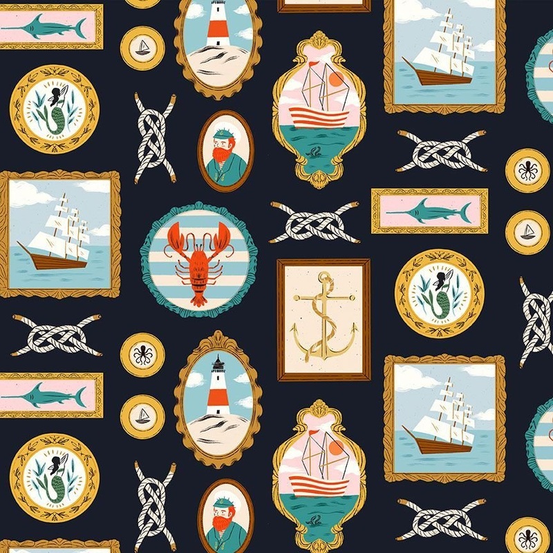 Seafarer Quilt Fabric By Dear Stella Seafarer - Navy