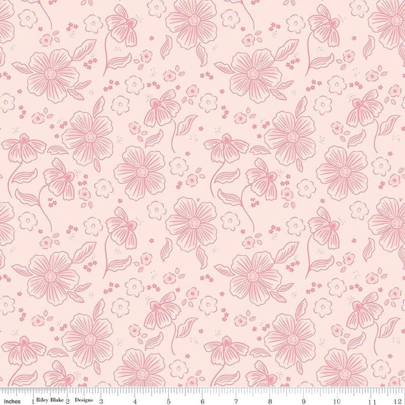 Sweet Pink Main Blush Pink Floral Fabric - C17410 - Riley Blake Quilting Cotton Fabric