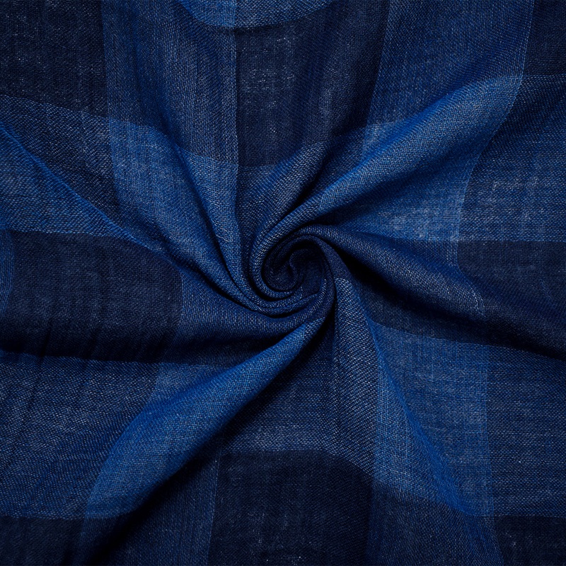 4 YD PC-Deep Navy-Blue Famous Maker Cotton Check-Plaid Double Gauze Woven Fabric