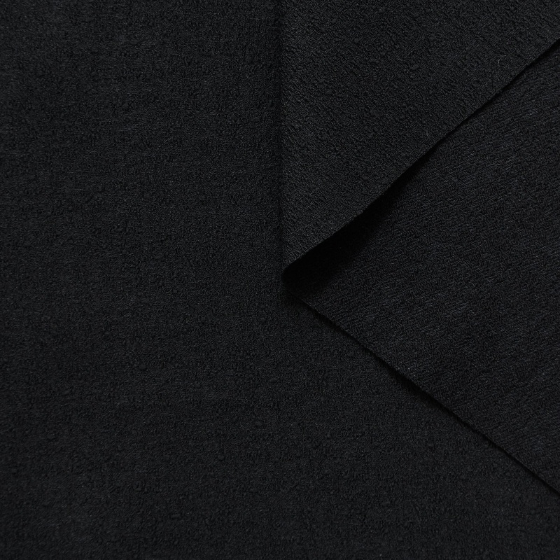 T25M12460 | Stretch Wool & Viscose Crepe Jet Black