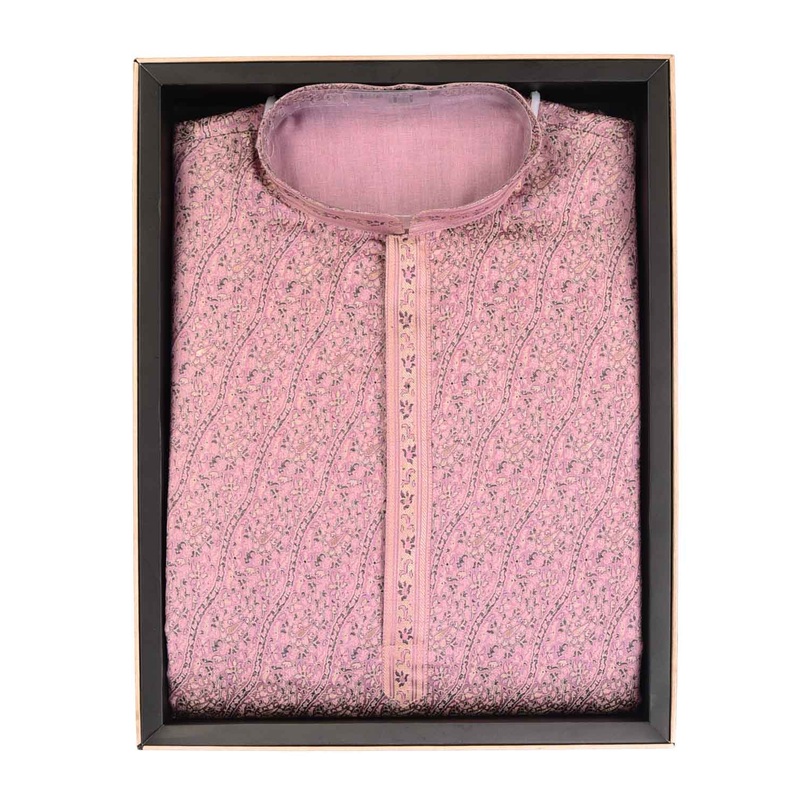 English Lavender Banarasi Diagonal Paisley Tehra Jamawar Brocade Pure Silk Mens Kurta Pyjama