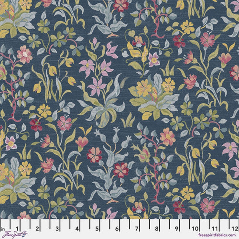 Red House, Flowers by May - Navy, The Original Morris & Co. Cotton Fabric