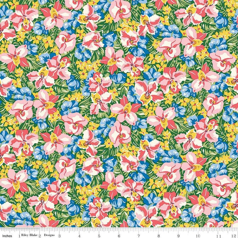 SALE Postcard from Paradise 01667436A Orchid Tumble A - Riley Blake Designs - Floral Flowers - Liberty Fabrics - Quilting Cotton Fabric