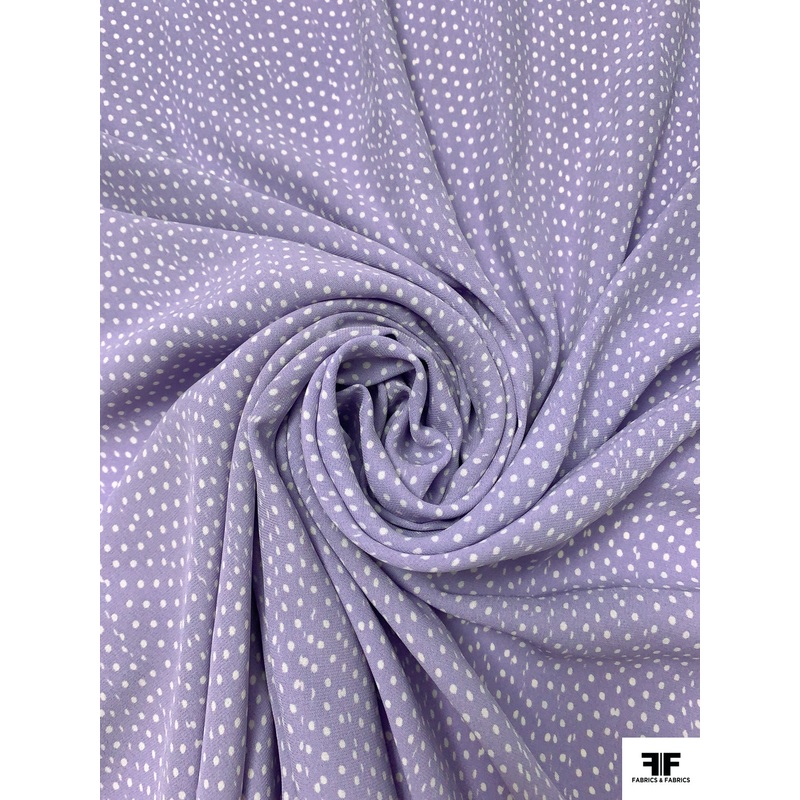 Dotted Zig-Zag Printed Silk Georgette - Lilac / Ivory