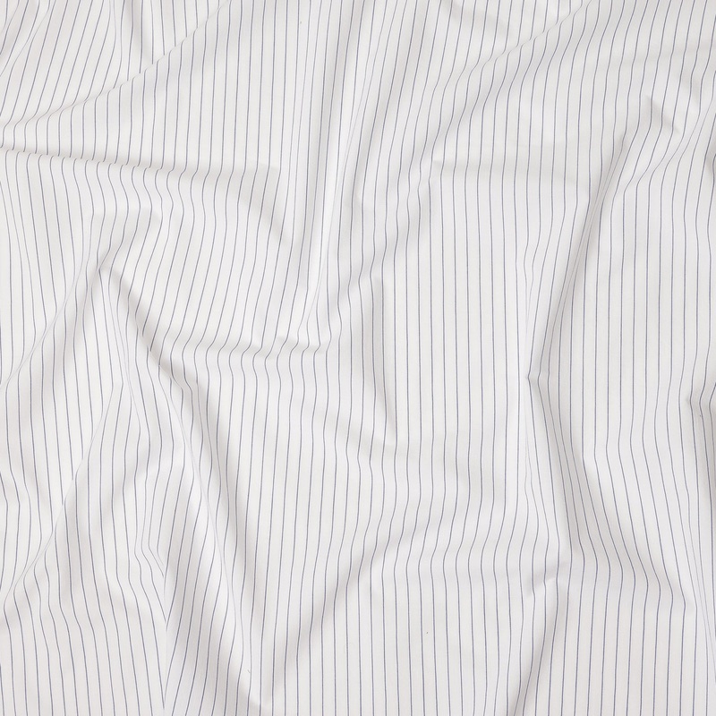 White Blue Pinstripe Pattern Premium Pure Italian 100% Cotton Shirting Fabric Soft Breathable Fine Woven Luxury Shirt Material Tailoring Fabric 150 Cms Width Italy Origin-D28496