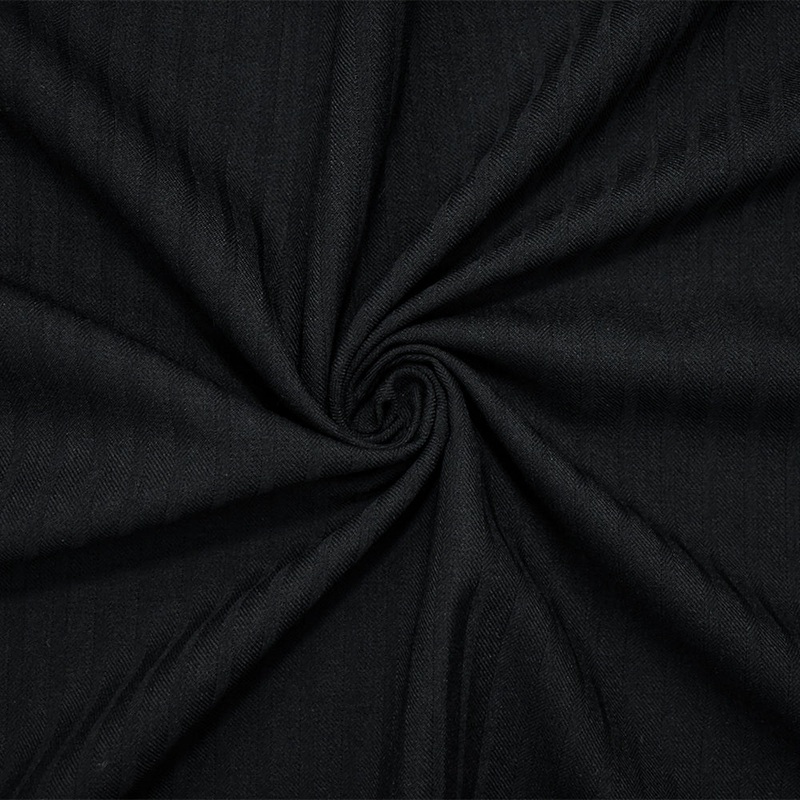Black Wool Polyester Japanese Vertical Stripe Twill Woven Suiting Fabric