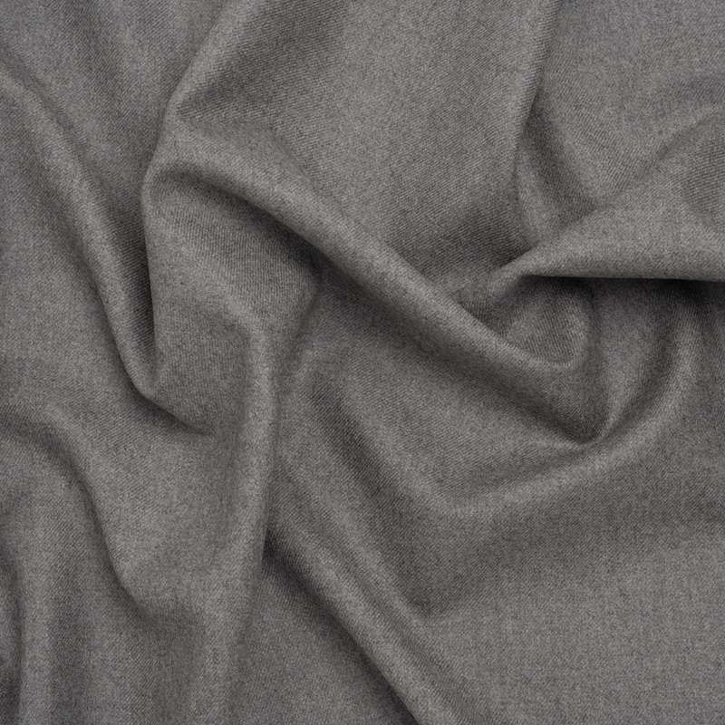 Brushed Virgin Wool Twill Made in Italy - Heathered Light Gray