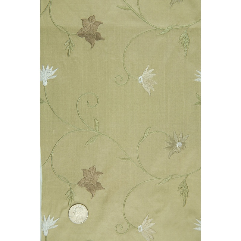 Embroidered Dupioni Silk MED-187 Fabric
