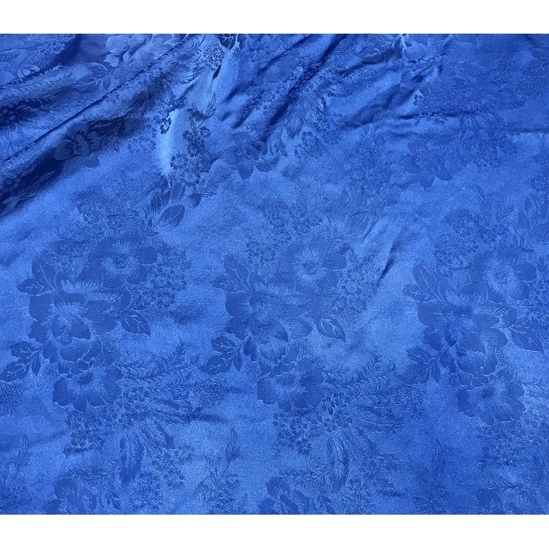 Periwinkle Blue Floral - Hand Dyed Silk Jacquard