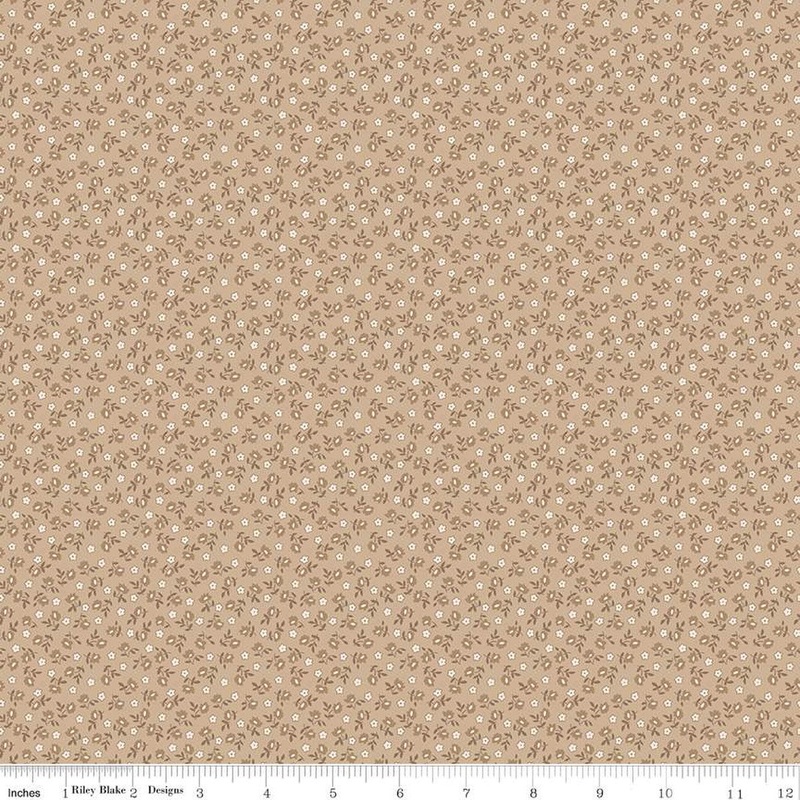 SALE Home Town Bodell C13594 Tea Dye - Riley Blake Designs - Floral Flowers - Lori Holt - Quilting Cotton Fabric