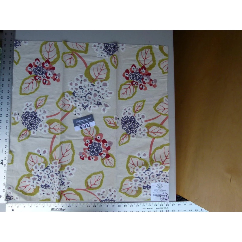12 Ev11 Scalamandre Showroom Sample Square Miranda Red Violet Purple Cotton Embroidery Floral #2