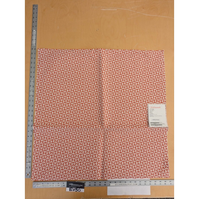 95 EV50 26" x 27" Square Scalamandre Khiva Weave Poppy Red White Cotton Small Scale White MSRP USD 180/y