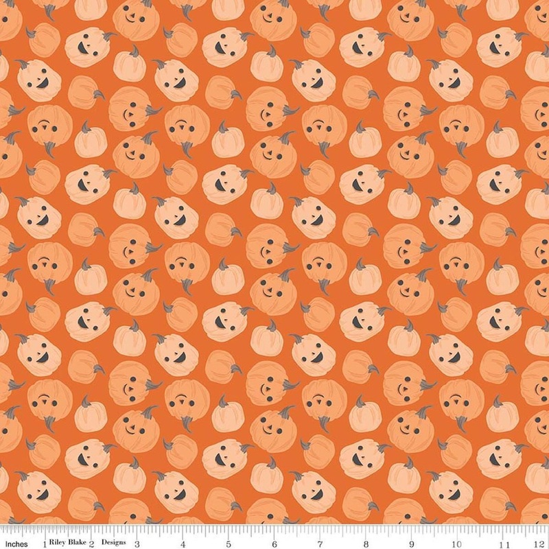SALE Frank and Friends Pumpkins Orange Pumpkin Fabric - C17472 - Riley Blake Quilting Cotton Fabric
