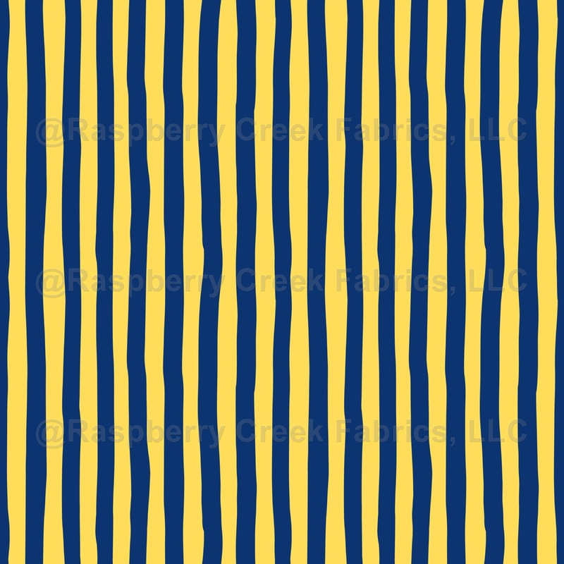 Yellow & Dark Blue Wonky Stripes