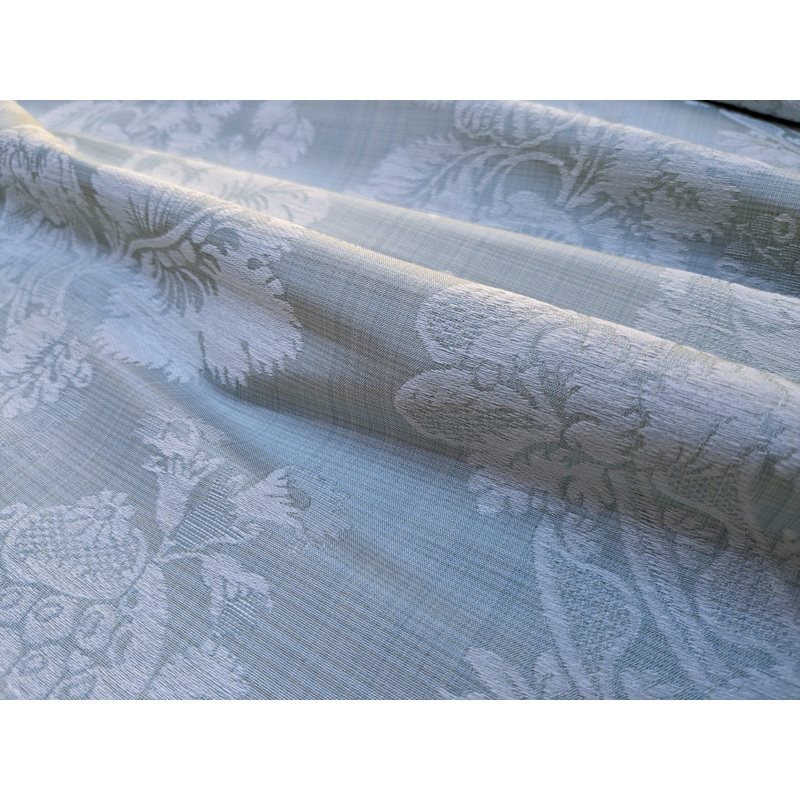 17x17" Sample Scalamandre Uppsala White On Gustavian Blue Green Silk Damask MSRP USD 588/y
