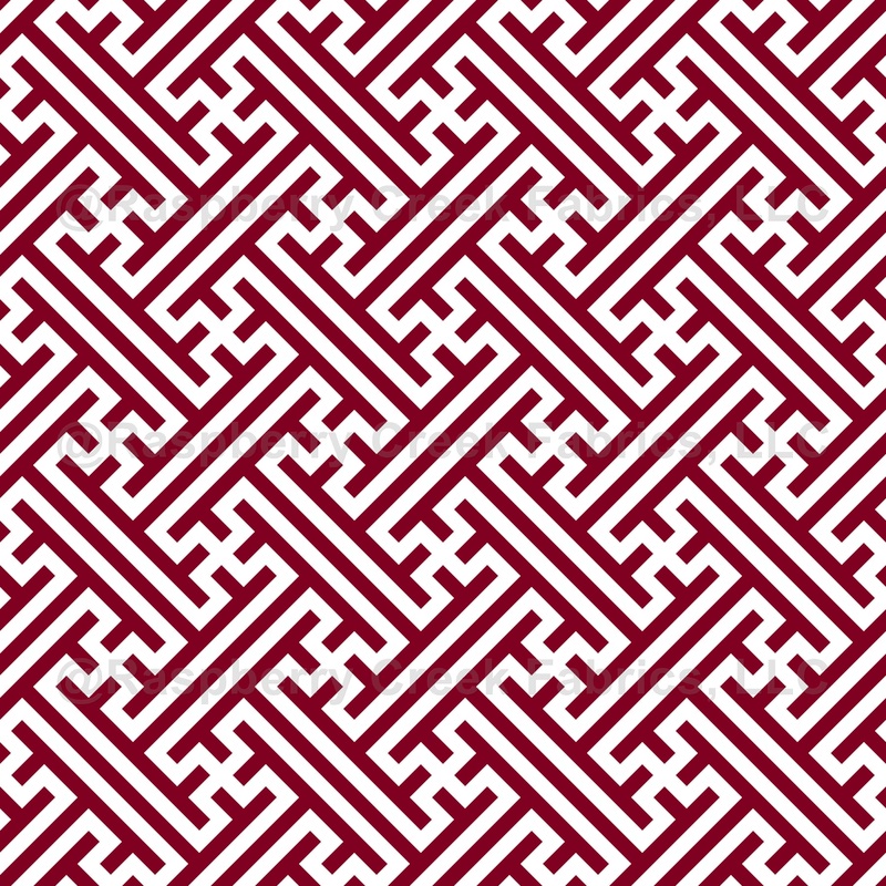 Sayagata pattern, Japanese Clothing, Burgundy Red and White
