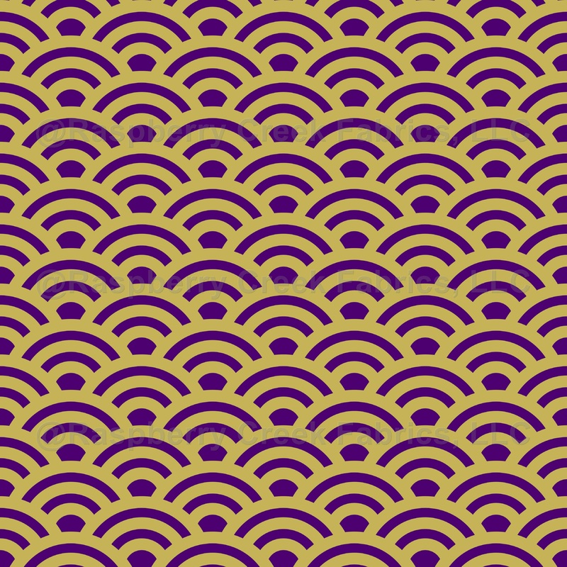 Seigaiha, Waves, Traditional Japanese Pattern, Yellow Gold and Purple