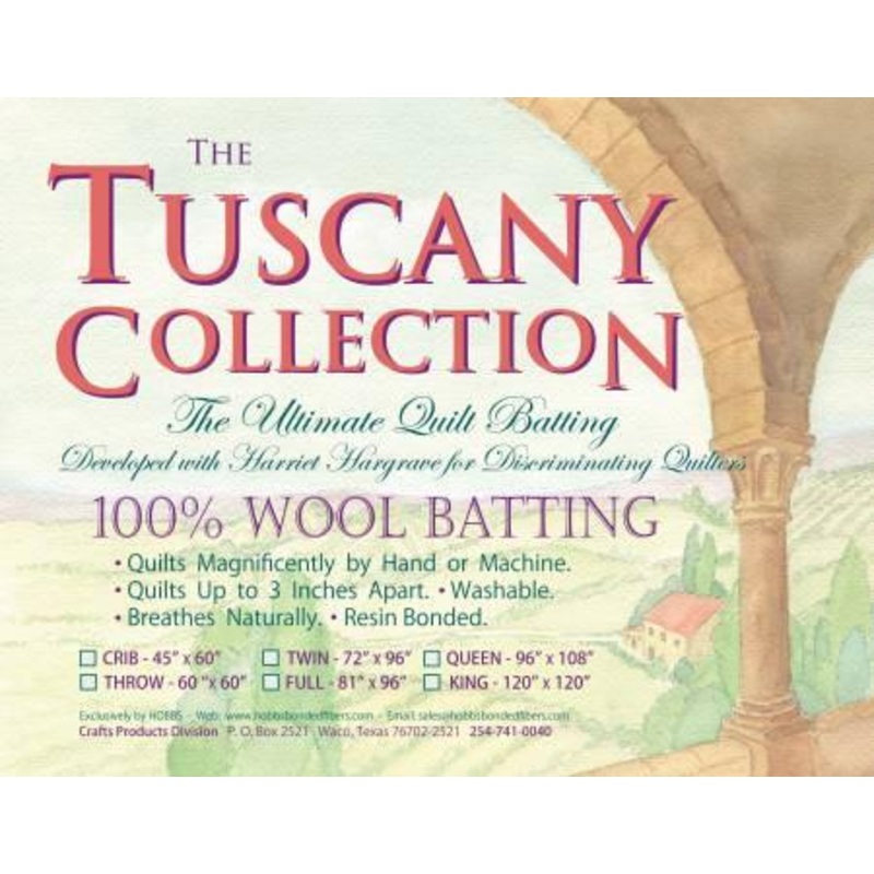 Tuscany 100% Wool Batting 96" x 108" Queen