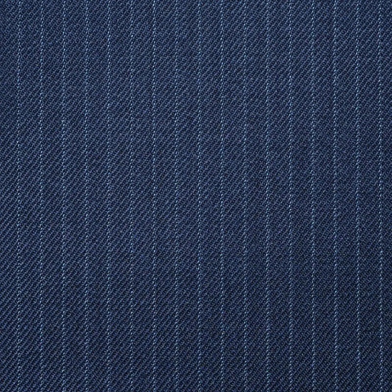 Dark Navy Blue Narrow Lace Line Stripe Super 100's All Wool Worsted Suiting By Holland & Sherry
