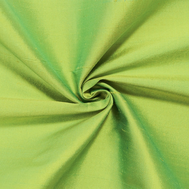 Turquoise-Lime Iridescent Silk Dupioni Woven Fabric