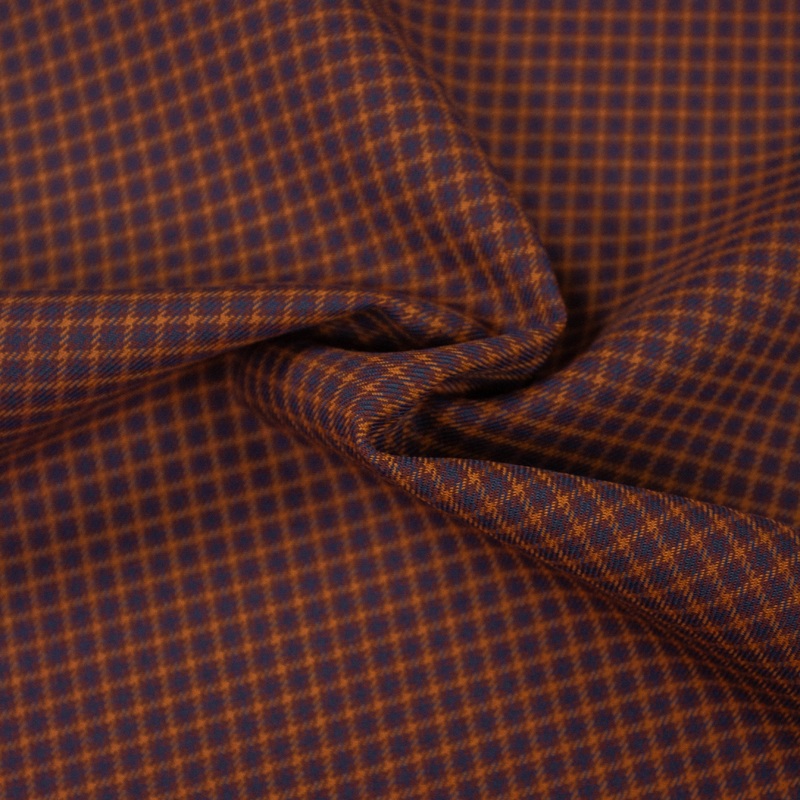 Bent Rust Orange Check Virgin Wool Fabric