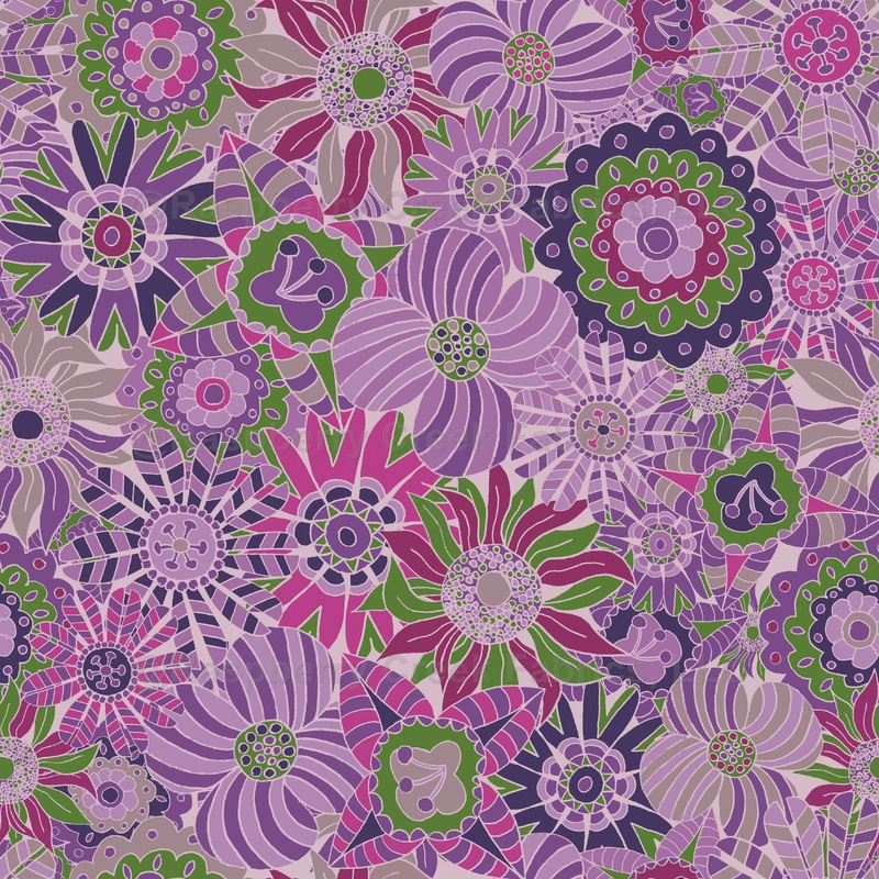 Purple and Green Scandi Round Flowers