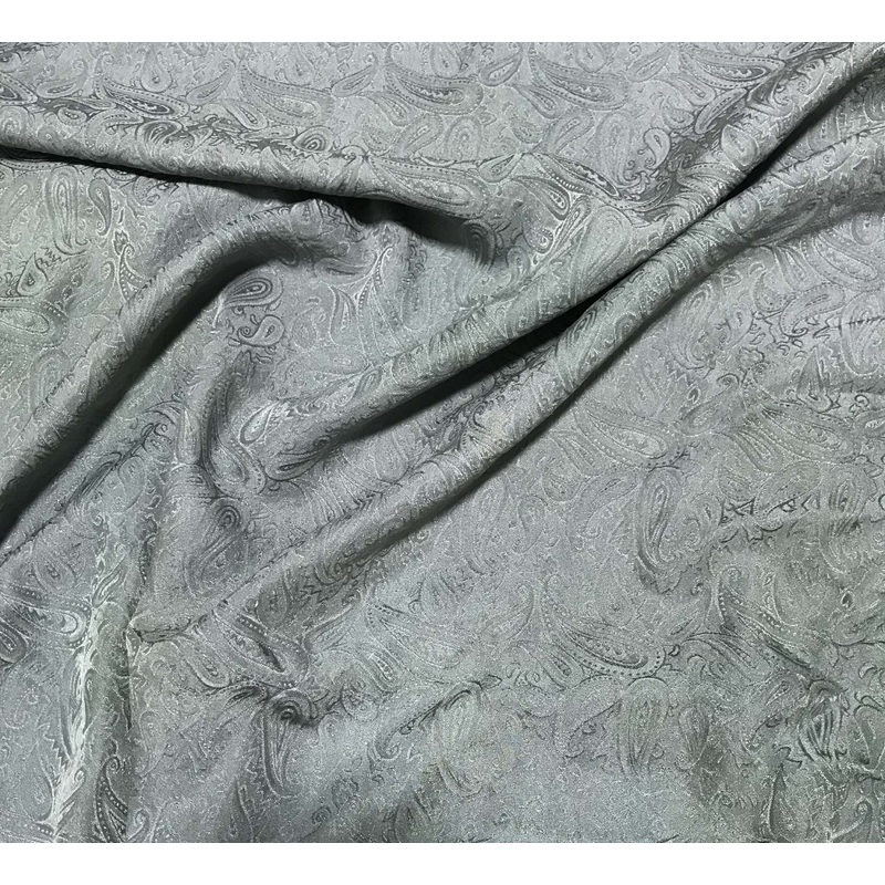 Sage Green Paisley - Hand Dyed Silk Jacquard