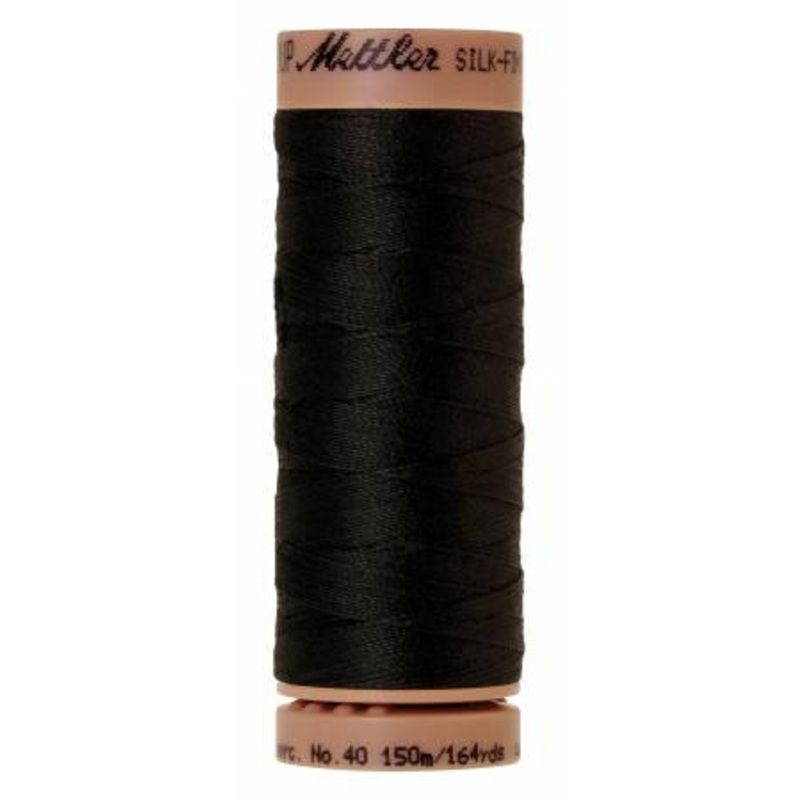 Silk-Finish Black 40wt 150M Solid Cotton Thread - 9136-4000