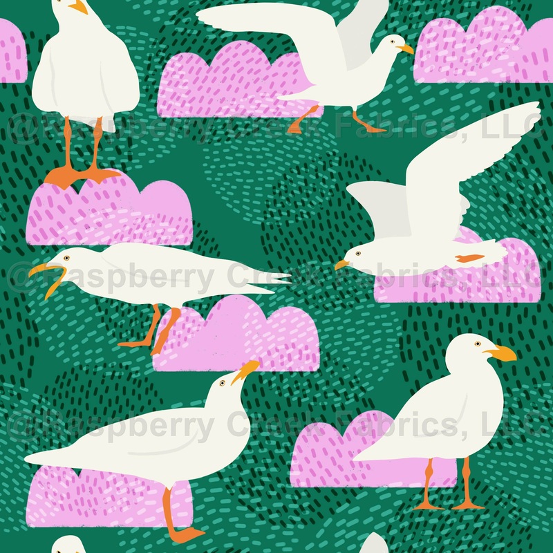 Summer seagulls in the clouds