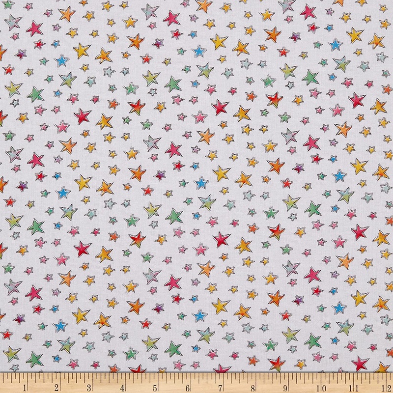 Sweet World Stars Allover White Charlotte Grace Wilmington Prints Cotton Fabric