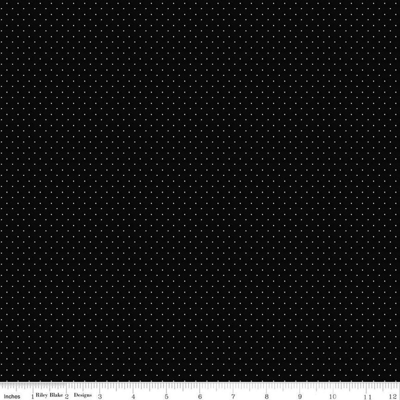 American Jane Pindots C840 Black - Riley Blake Designs - PRINTED Tiny Swiss Dots - Quilting Cotton Fabric