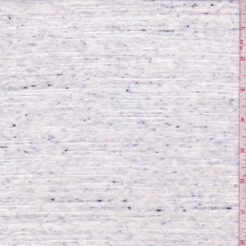 Pearl Grey/White Slubbed Jersey Knit Fabric