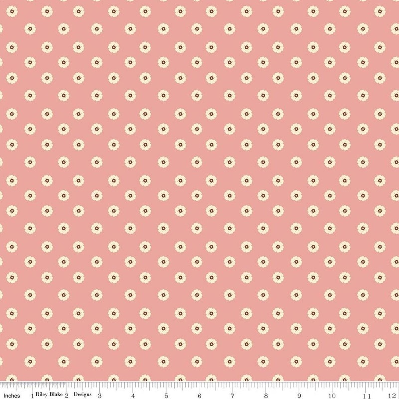 SALE Cowgirl Flower Dots Pink Floral Fabric - C17486 - Riley Blake Quilting Cotton Fabric