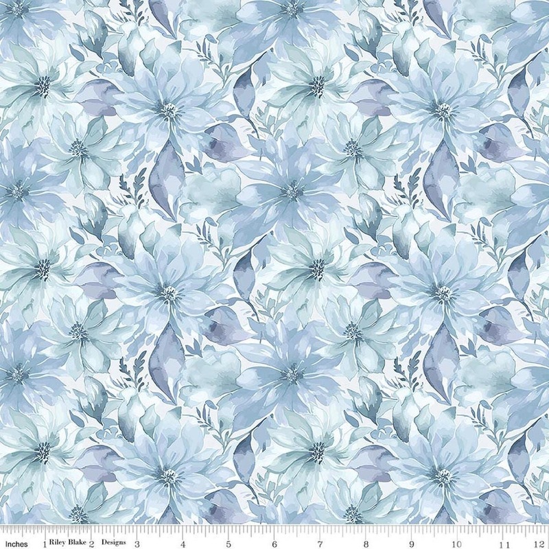 SALE Daybreak on the Prairie Floral Blue Digitally Printed Fabric - CD17681 - Riley Blake Quilting Cotton Fabric