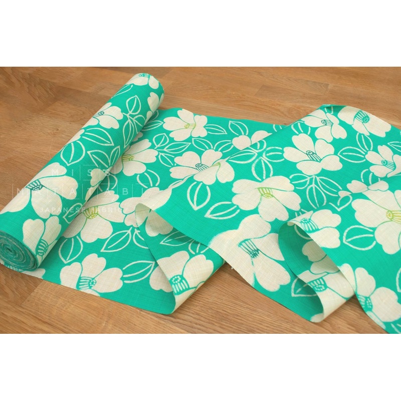 Shokunin Collection Hand-printed Chusen Japanese Yukata Fabric - Shirotsubaki