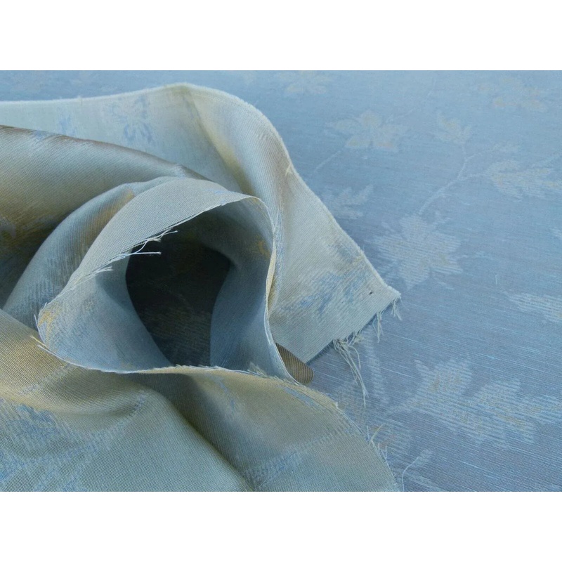 0.9 y Defects Scalamandre Serene "semi-sheer" Silk Pale Sky Blue Cream Old World Weavers MSRP USD 84/y