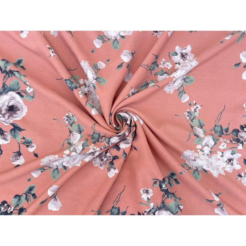 Peachskin Fabric By The Yard - Blush Pink Floral Print