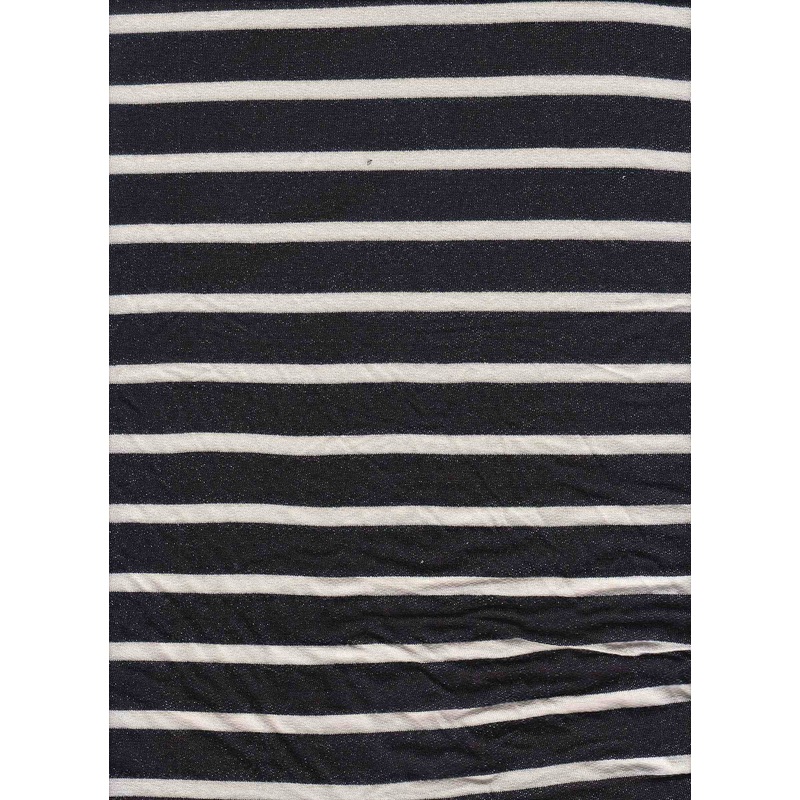 Rayon Yarn-Dyed Stripe Stretch Knit Fabric - KNT4222 BLACK/IVORY