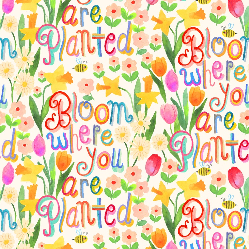 Shannon Snow Colorful Garden Bloom Fabric